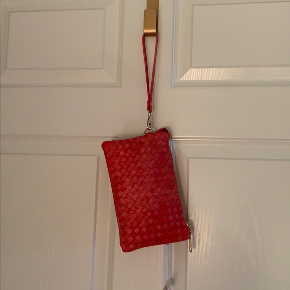 Red Wristlet with Shoulder Strap